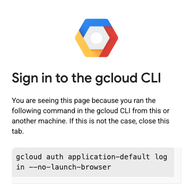 gcloud CLI 로그인 화면